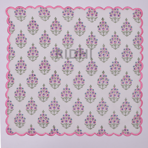 Serviettes de table en coton à motifs floraux roses et bleus, imprimées à la main, brodées, réutilisables, pour mariage et hôtel, vente en gros - Product Image 4