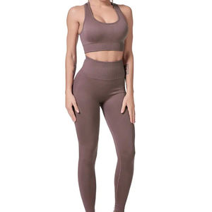 ชุดโยคะสองชิ้นรุ่นล่าสุด ชุดออกกำลังกายระบายอากาศได้ดี บอดี้สูทขายส่ง คุณภาพสูง ชุดโยคะไร้ตะเข็บ - Product Image 6