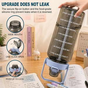 Plastic Drinking Water Bottle with Lid, <b>Reusable</b> Empty Bottle for Travel, Gym & Office 2000ml - Product Image 6