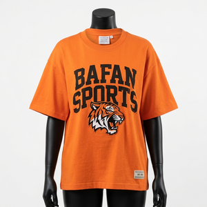 Camiseta Oversize de Algodón de 240 GSM de Corte Holgado para Hombre y Mujer, Estampado de Logo, Estilo Urbano, Naranja - Product Image 6