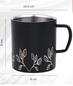 แก้วกาแฟสแตนเลสสองชั้น ปราศจากสาร BPA สลักลายด้วยเลเซอร์ สำหรับชาและกาแฟ พร้อมหูจับกว้าง ใช้ได้ทั้งร้อนและเย็น - Product Image 3