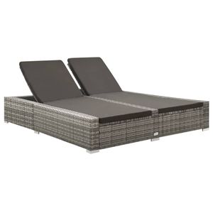 Doppio lettino in grigio Poly Rattan - Product Image 1