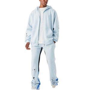 ชุดวอร์มมีซิปสำหรับผู้ชายชุดวอร์มผ้าฝ้าย100% แขนระบายมีซิปใหม่ - Product Image 1