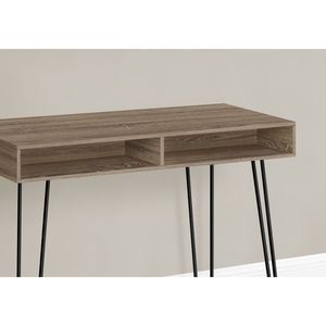 Contemporary 40\"L <b>Computer</b> <b>Desk</b> for Home Office Laptop Set-up with Left & Right Storage Drawers Brown Laminate & Black Metal - Product Image 3