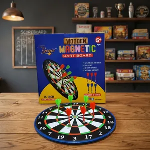 Jeu de fléchettes magnétiques en bois Toys Genie, 15 pouces, avec 6 fléchettes, sûr pour les enfants et les adultes, jeu de cible double face pour intérieur et extérieur - Product Image 5