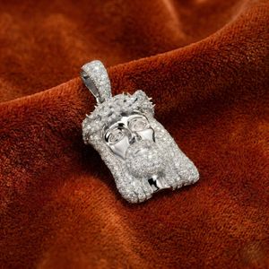 925 Silver <b>Iced</b> <b>Out</b> Jesus Head Moissanite Pendant for Men Hip Hop Luxury Diamond Look <b>Chain</b> Charm Jewelry Streetwear Elite Style - Product Image 2