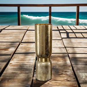 Maceta Vintage personalizada, estilo único, acabado en plata, Metal, decoración para fiesta de boda, jarrón de suelo para tema costero, hierro hecho - Product Image 2