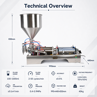 Machine de remplissage de pâtes électro-pneumatique à double tête en acier inoxydable 304, 220V, 5-50ml, 2-50 BPM ±0.5%, pour sauces, miel, confiture, ketchup DG-50D