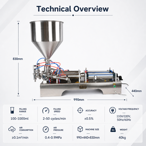 Machine de remplissage de pâtes électro-pneumatique <span class=keywords><strong>à</strong></span> double tête en acier inoxydable 304, 220V, 5-50ml, 2-50 BPM ±0.5%, pour sauces, miel, confiture, ketchup DG-50DS - Product Image 3