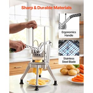 Commercial Grade 1/4\" Stainless Steel French Fry Cutter Potato <b>Chopper</b> Ergonomic Lever Action <b>Vegetable</b> Dicer Fruit Masher Tool - Product Image 5