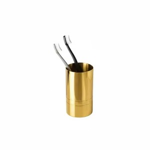 Modern Round Stainless Steel Countertop <b>Toothbrush</b> <b>Holder</b> Stand Bathroom Organizer Rustproof Design Eco-Friendly Two-piece - Product Image 1