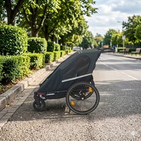 Remolque de Bicicleta Plegable TC-2024S con Toldo para Cochecito de Bebé, Marco de Aluminio, Diseño Ligero, Cinturón de Seguridad
