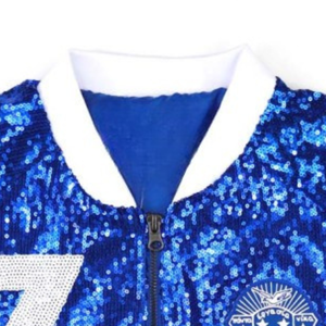 Chaqueta Bomber Azul Rey con Lentejuelas Zeta Phi Beta para Mujer, Chaqueta de Sororidad con Letras Griegas Brillantes y Cremallera, Prenda Exterior Elegante - Product Image 4