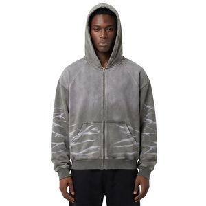 OEM ODM Prix Abordable Hiver Personnalisé Unisexe Oversize French Terry Coton 500 Gsm Zippé Vintage Délavé à l'Acide Blouson à Capuche 100% Coton - Product Image 1