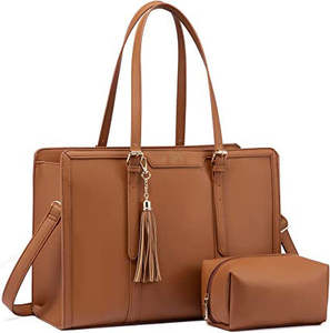 Sac pour ordinateur portable pour femmes, grande capacité, avec pochette ou sac en cuir pour affaires, travail, bureau - Product Image 1
