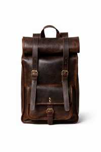Vintage Tan Leather <b>Roll</b> Top Bag Authentic Handmade Rucksack For E-commerce Sellers Padded Strap Leather LTBP-0230 - Product Image 4