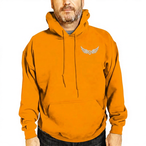 Sudadera con Capucha Azul Marino para Hombre, Logotipo de Alas Bordado, Corte Regular, Felpa, Informal, con Bolsillo Delantero, para Otoño - Product Image 6