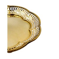 Vassoio Rotondo in Ottone da 6 Pollici - Design Traforato, Vassoio di Lusso Fatto a Mano in Ottone Autentico, 10 Pezzi/Scatola per Ristoranti e Hotel in Thailandia