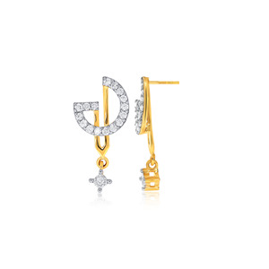 Pendientes de Oro Amarillo de 14K con Dijes de Círculo de Diamantes, Diseño de Órbita Celestial, Gotas de Halo, Órbita Infinita, Chispa Lunar y Círculo Aurora - Product Image 3