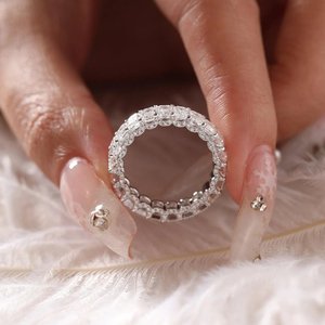 925 Sterling Silver Gold Plated <b>Adjustable</b> Lab Grown Diamond <b>Ring</b> Luxury Fashion Jewelry Brilliant Stone Setting - Product Image 5