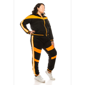 Ensemble de survêtement polaire coupe-vent réversible imprimé 2-en-1 pour femme, avec sweat à capuche oversize et pantalon de survêtement décontracté, écoresponsable, grandes tailles, devant imprimé - Product Image 2