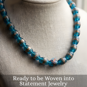 Perles en verre soufflé à la main Aqua Lampwork de EXCEL EXPORTS, brin de 8 pouces |   Gâteau de mariage artistique au design mixte |   Artisanat multi-formes - Product Image 4