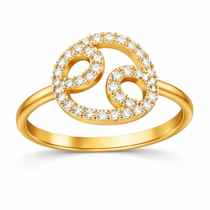 Anillo de Oro Minimalista con Diamantes CZ del Signo de Cáncer, Joyería con Piedra de Nacimiento de Julio, Regalo de Astrología para Ella - Product Image 1