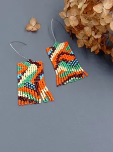 WHOLESALE NATIVE EARRING <b>BEADS</b> Miyuki Beaded Fringe Earrings: Handmade Mexican Boho Jewelry for Women Party, BIRTHDAY, WEDDING - Product Image 4