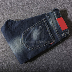 Pantalones Cortos de Mezclilla para Hombre, Azul Oscuro, Lavado Vintage, Estilo Desgastado, Cinco Bolsillos, Corte Clásico, Informales, para Verano - Product Image 5