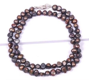 Natural Brown Freshwater Pearl Potato Choker <b>Necklace</b> 8MM Handmade Freshwater Pearl <b>Necklace</b> Genuine Pearl Jewelry For Women - Product Image 6