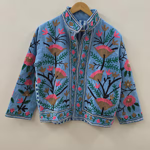 Stylish Velvet Suzani Embroidered Jacket Handmade Bohemian Ethnic Vintage <b>Coat</b> Trendy Designer Outerwear - Product Image 4