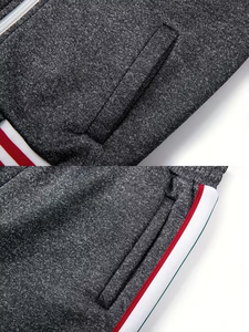 Boys' Winter Cotton Webbing Striped Stand Collar Windproof Anti-Bacterial Breathable Zipper Sweatshirt Casual Sport <b>Jacket</b> Set - Product Image 6