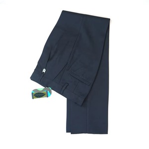 Pantalon de costume bleu marine en viscose/polyester pour garçons, uniforme scolaire personnalisé, avec ajusteur de taille, pantalon long - Product Image 3