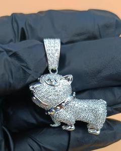 Colgante de Bulldog Francés en Plata 925, Colgante para Amantes de los Animales, Joyería Hip Hop, Colgante de Animal con Moissanita VVS para Hombre - Product Image 2