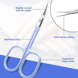 Tijeras para Cutículas de Acero Inoxidable de 9.5cm con Punta Curva para Mano Derecha, Duraderas, para Manicura y Pedicura - Product Image 4