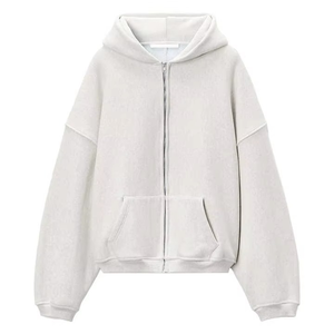 Sweats à capuche zippés personnalisés pour hommes, grandes tailles, coupe ample, épaules tombantes, en molleton 100% coton, épais, entièrement zippés, unisexe - Product Image 3