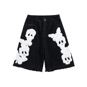 Shorts en jean décontractés pour hommes, style vintage été 2026, personnalisables, avec logo brodé, écologiques, coupe ample, style urbain, vente en gros - Product Image 4
