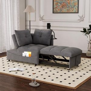 Divano Letto Moderno in Velluto Estraibile, Versatile Divano a 2 Posti Pieghevole con Schienale a U Regolabile e Imbottito - Product Image 6