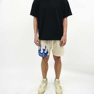 Shorts de basket-ball en maille polyester écologique, unis, décontractés, avec logo brodé personnalisé, pour hommes, tendance - Product Image 5