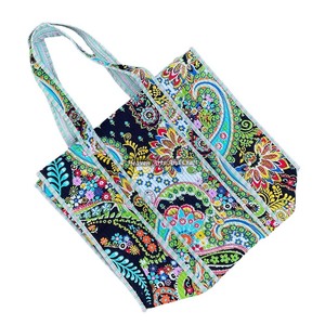 Block Printed Quilted Cotton Down Padded Womans Bobo Tote Bag <b>Big</b> Square Design Shopping <b>Purse</b> For Female Simple Shoulder Bag - Product Image 1