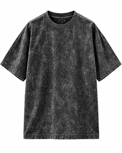T-shirt Oversize Noir Délavé à l'Acide Personnalisé en Gros, Unisexe, Coton Épais, Style Vintage, Streetwear, Vêtements à Marque Privée - Product Image 1