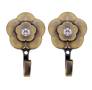 ตะขอเกี่ยวผ้าม่านรูปดอกกุหลาบสีบรอนซ์วินเทจ ประดับเพชรขนาด 1 ซม. - Product Image 3