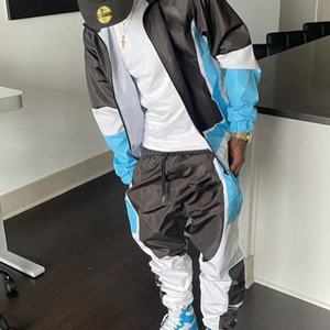 New Blank Two Piece Windbreaker <b>Jacket</b> Pants Sets <b>Men's</b> Windbreaker Sportswear Printed Zipper Nylon Polyester Sports Tracksuits - Product Image 2
