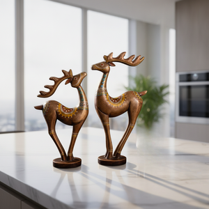 Unique Export Ready High Quality Modern Iron <b>Deer</b> Set 2 Artistic Hand <b>Painted</b> Metal Sculpture Environment-Friendly Decor - Product Image 4
