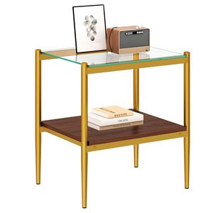 Set Moderno di 2 Tavolini Rettangolari per Soggiorno con Piano in Vetro Temperato e Strato in MDF, Tavolini da Caffè Trasparenti - Product Image 3