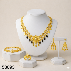 Elegante Juego de Collar y Pendientes de Mujer con Diseño de Hoja, Chapado en Oro y Circonitas, Cadena de Cuerda de 16 Pulgadas, Modelo 53107 - Product Image 5