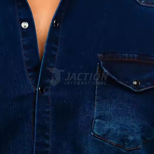 เสื้อเชิ้ตยีนส์สั่งตัดแบบใหม่ สีพื้น ผลิตในปากีสถาน สำหรับผู้ชาย คุณภาพสูง - Product Image 2