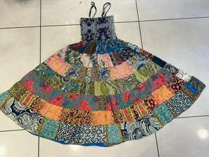 Lot en gros de robes longues pour femmes en soie patchwork superposées, style bohème hippie festival gypsy, respirantes, taille élastique, pour le voyage - Product Image 2