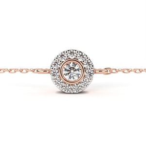 Pulsera de Cadena con Diamante Solitario en Bisel Halo – Diamante Redondo CVD de Laboratorio en Oro Rosa Sólido de 10K, 14K, 18K - Product Image 4