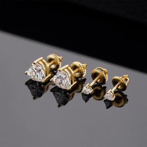 Sophisticated <b>Heart</b> Lab Grown Diamond Stud <b>Earrings</b> Gold Plated 925 Sterling <b>Silver</b> Designer Jewelry - Product Image 1